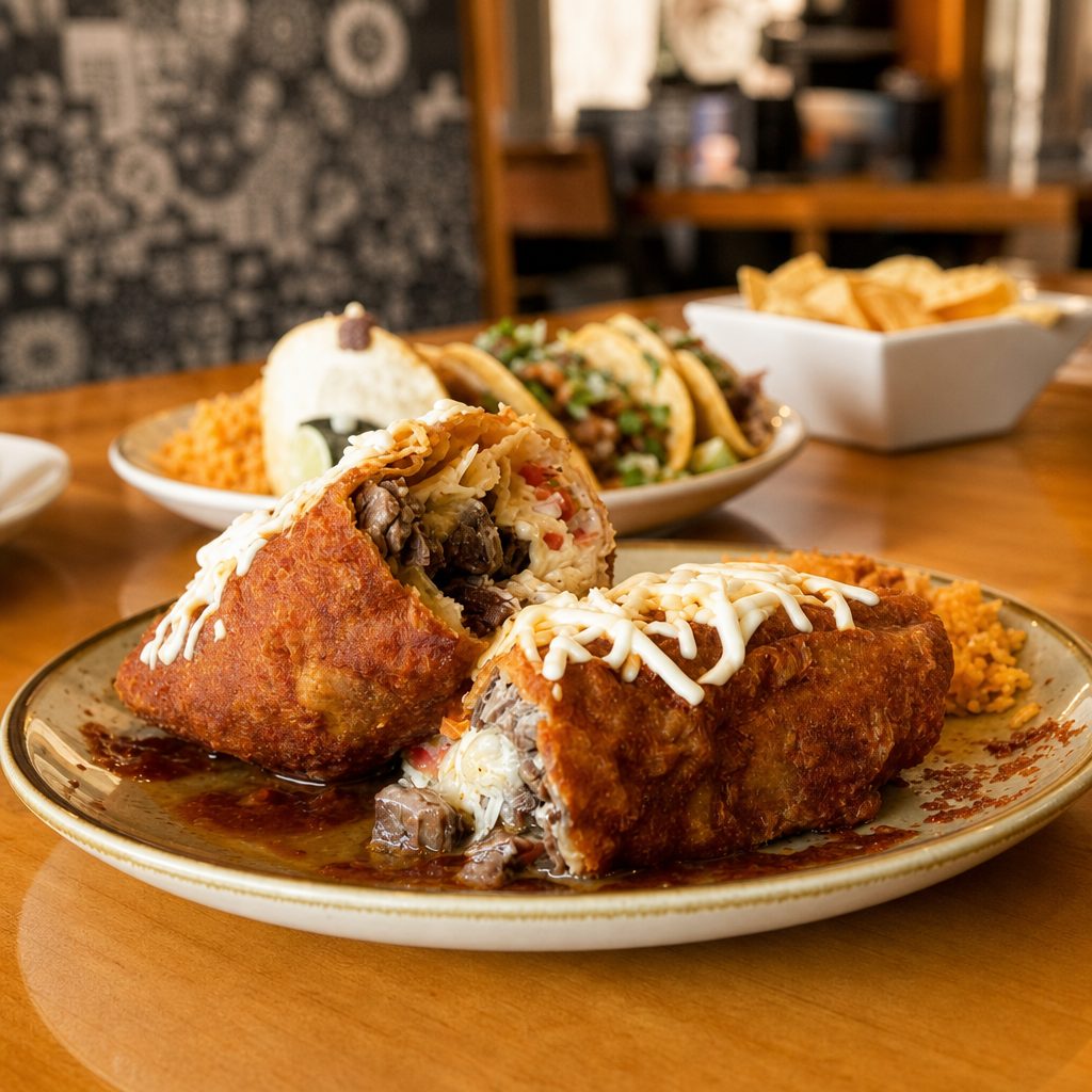 Jefe's Smothered Chimichanga.